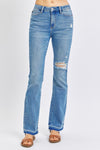Judy Blue Mid Rise Distressed & Released Hem Bootcut
