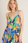En Creme Printed Spaghetti Strap Tiered Maxi Dress