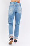 Judy Blue HW Patch Pocket & Distressed Boyfriend Jean - Curvy Size