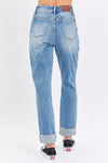 Judy Blue HW Patch Pocket & Distressed Boyfriend Jean - Curvy Size