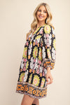 GIGIO Printed Long Sleeve Mini Dress