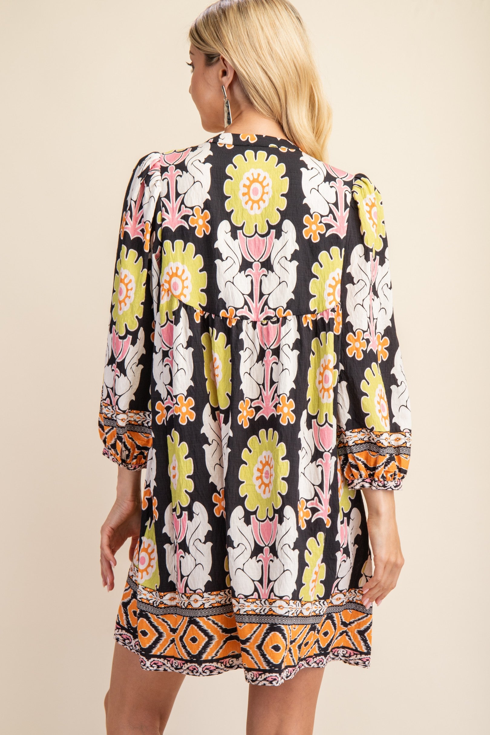 GIGIO Printed Long Sleeve Mini Dress
