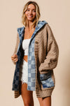 WASHED CHECKER DENIM ZIP UP SWEATER CARDIGAN