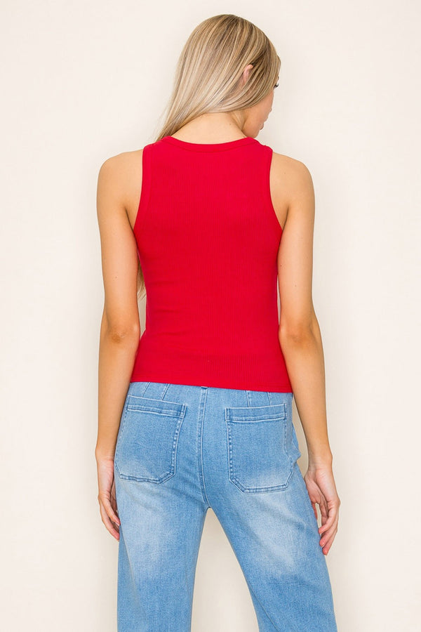 White Birch Sleeveless Solid Knit Top - Curvy Size