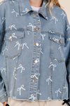 GeeGee Ribbon Print Denim Jacket
