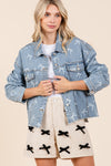 GeeGee Ribbon Print Denim Jacket