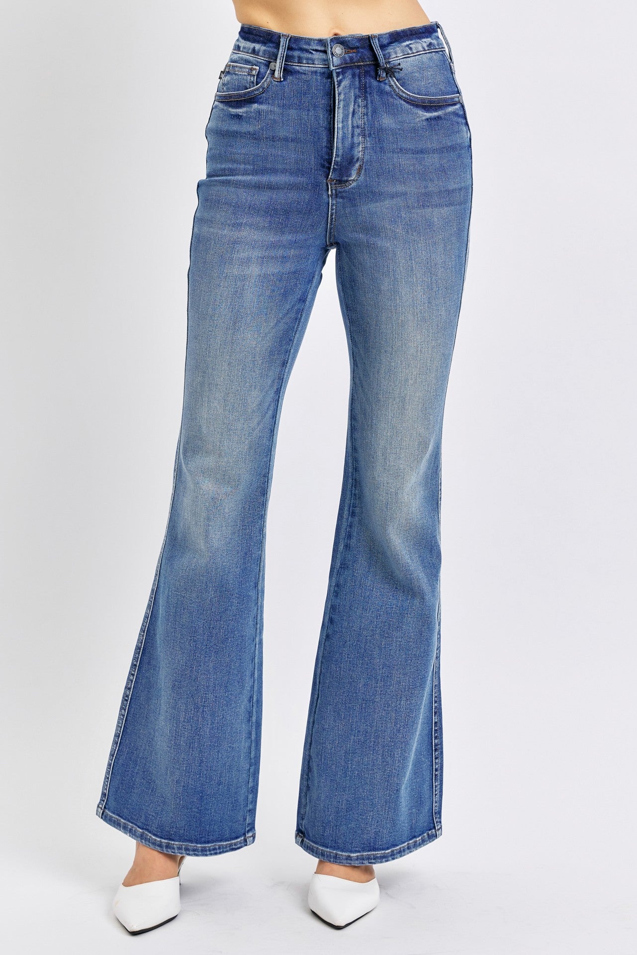 Judy Blue HW Tummy Control Contrast Wash Flare
