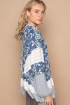 POL Vintage Washing Embroidered Floral Hoodie Top