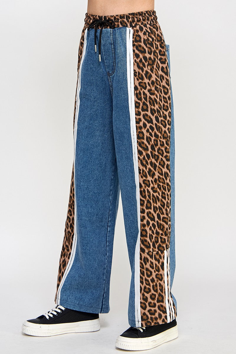 Pull On Leopard Pant Contrast Stripes