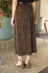 VOY Leopard Print Faux Leather Waist Tie Midi Skirt