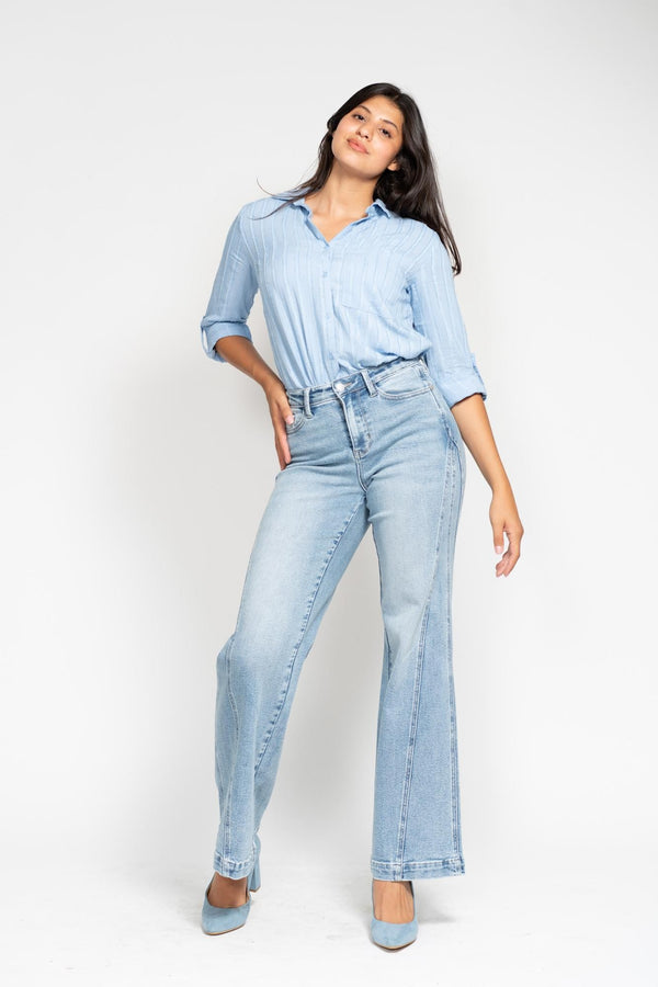 Judy Blue HW Side Seam Insert Detail Retro Wide - Curvy Size
