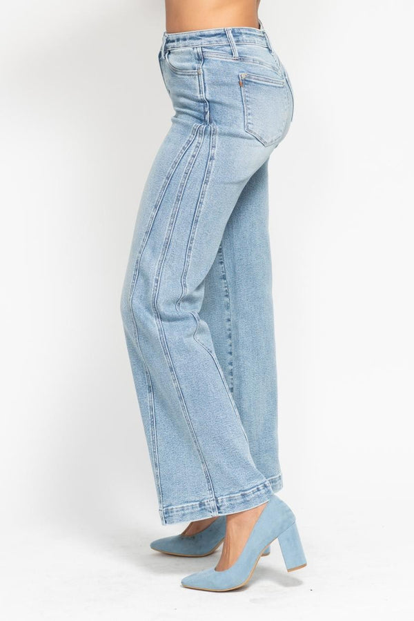 Judy Blue HW Side Seam Insert Detail Retro Wide - Curvy Size