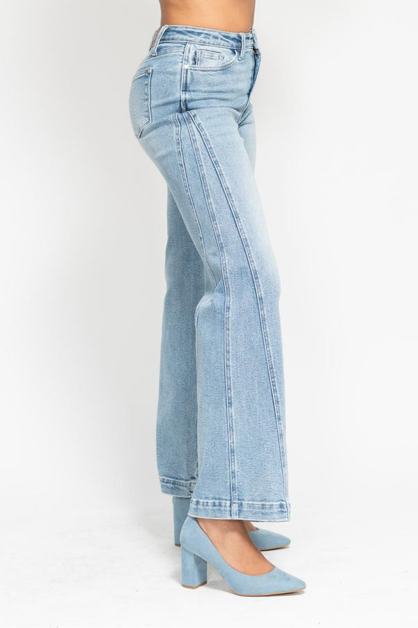 Judy Blue HW Side Seam Insert Detail Retro Wide - Curvy Size