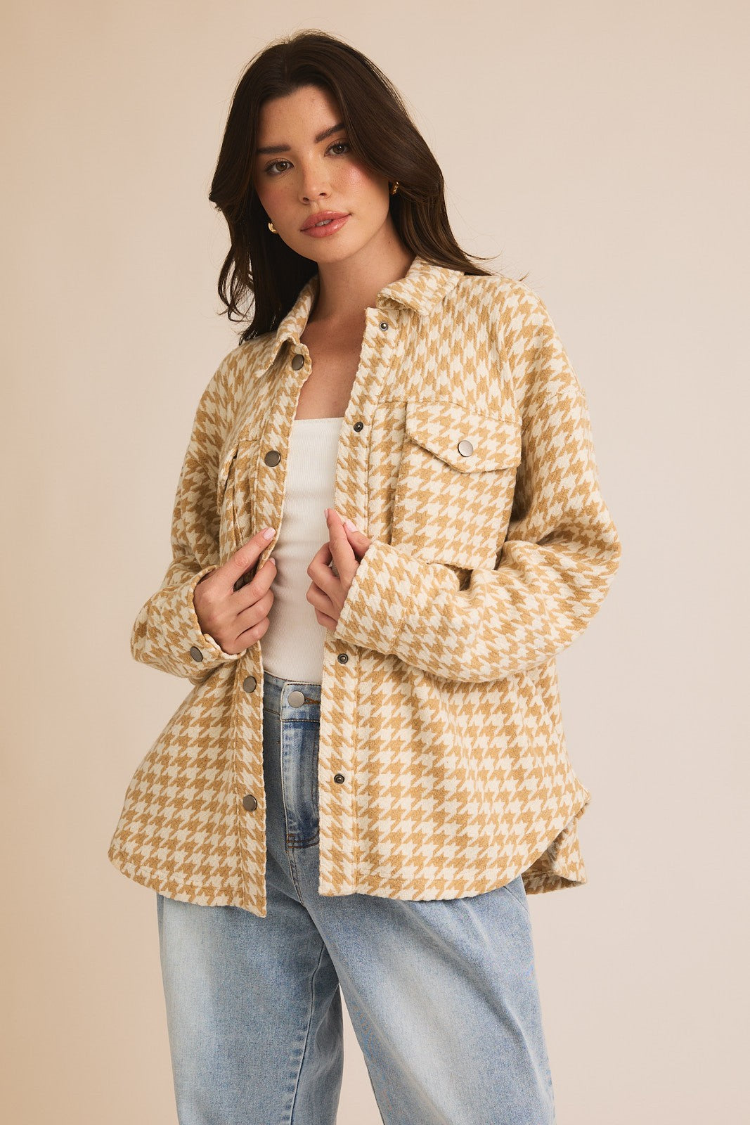 Gilli 3d Pocket Houndstooth Shacket