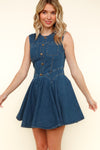 Kori Sleeveless Buttoned Fit and Flare Denim Mini Dress