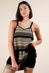 Very J Comfy Striped Knit Mini Dress w/shorts inside