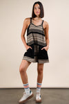Very J Comfy Striped Knit Mini Dress w/shorts inside