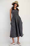 Easel Mineral Washed Cotton Woven Mix Cargo Maxi Dress