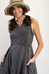 Easel Mineral Washed Cotton Woven Mix Cargo Maxi Dress
