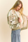 Davi & Dani Fuzzy Knit Star Loose Fit Button Down Cardigan