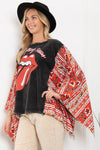 Blue Velvet Rolling Stone Print Poncho Top