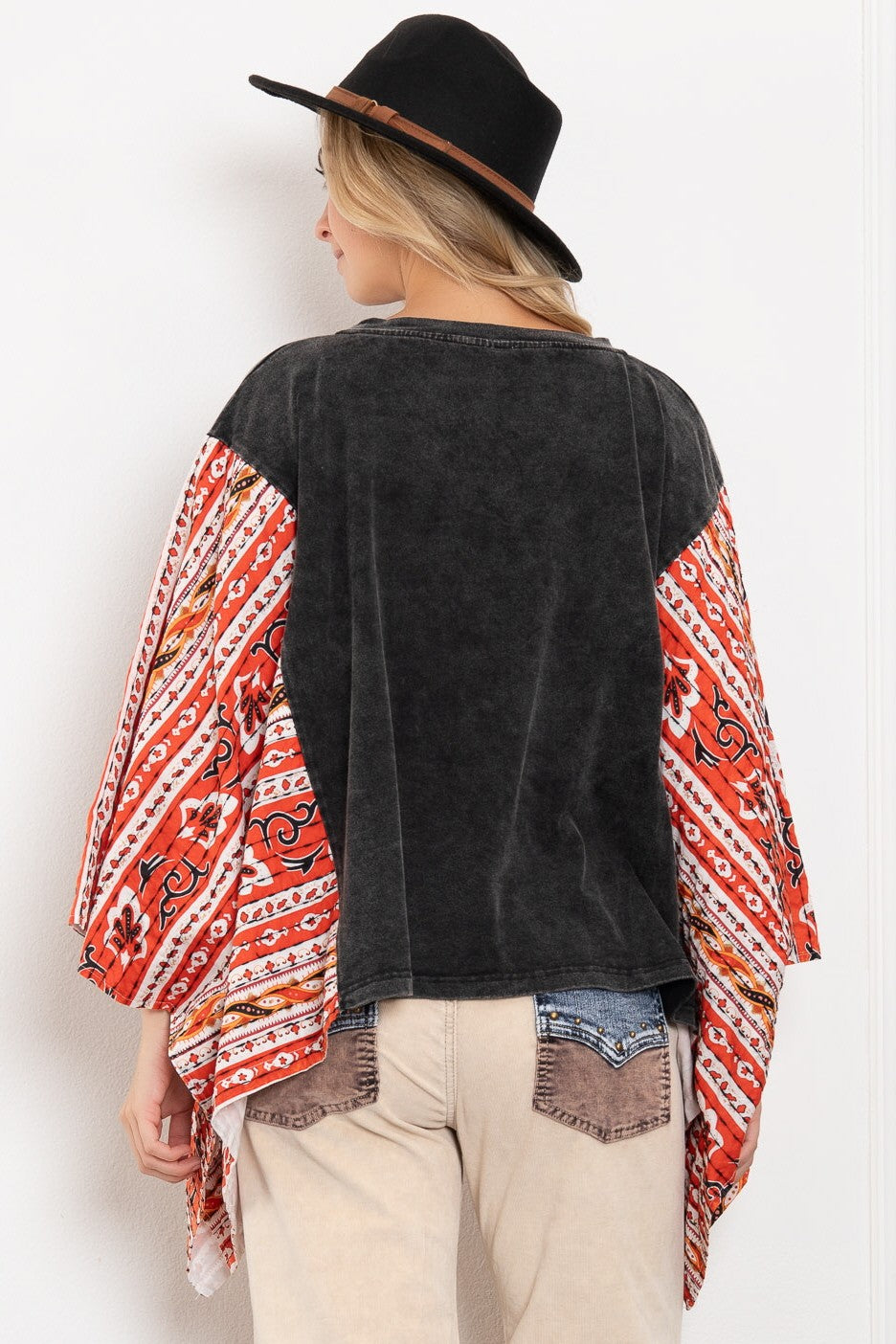 Blue Velvet Rolling Stone Print Poncho Top