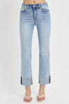 Risen High Rise Straight Cuffed Relaxed Jeans - Curvy Size