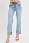 Risen High Rise Straight Cuffed Relaxed Jeans - Curvy Size