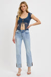 Risen High Rise Straight Cuffed Relaxed Jeans - Curvy Size