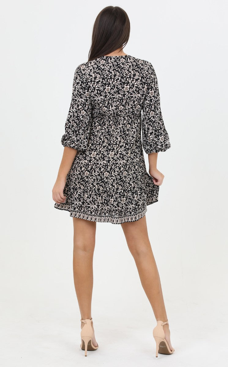 Angie V Neck Long Sleeve Short Dress