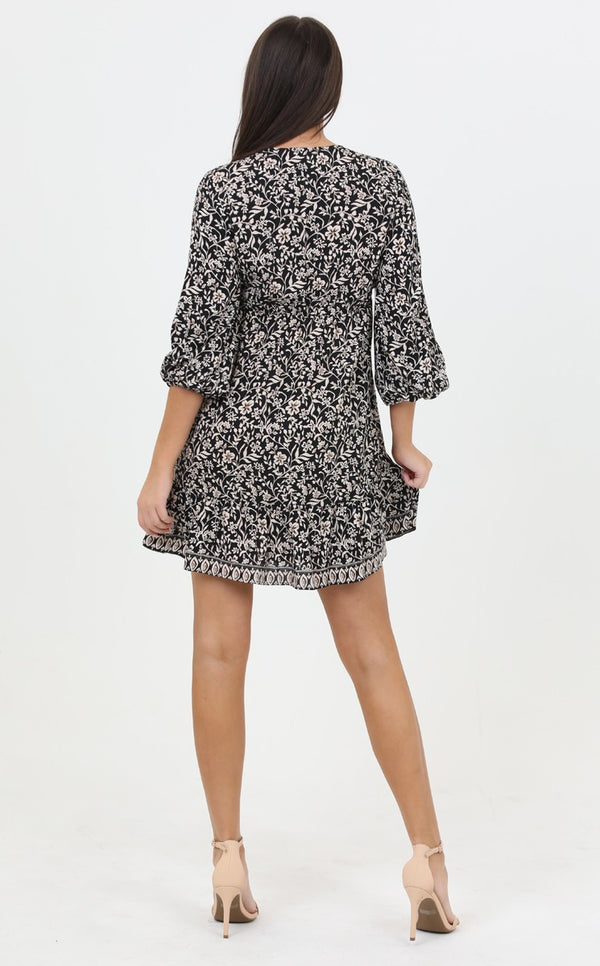 Angie V Neck Long Sleeve Short Dress
