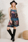 Flirty Babydoll Spaghetti Dress With Denim Yoke