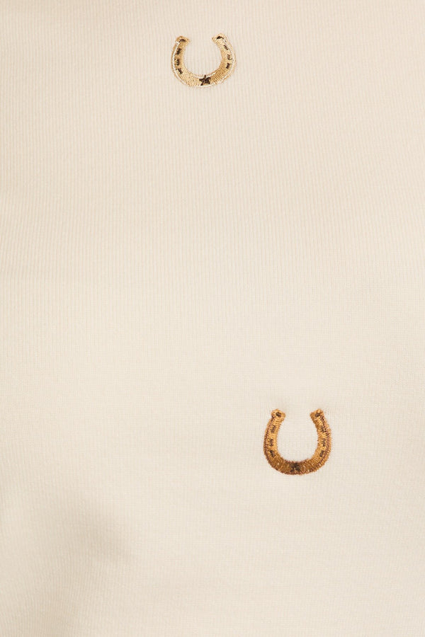 Gilli Round Neck Puff Sleeve Embroidered Knit Top - Curvy Size