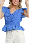 Umgee Seersucker Checkered Top