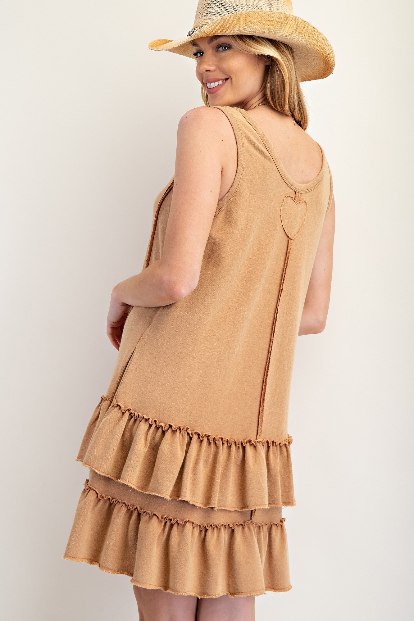 Easel MIineral Washed Candy Terry Knit Tunic Dress