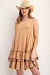 Easel MIineral Washed Candy Terry Knit Tunic Dress