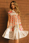 BIBI Print Mix And Match Tiered Dress With Button Down