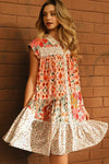 BIBI Print Mix And Match Tiered Dress With Button Down