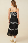 Womens Embroidered Floral Contrast Panel Dress
