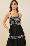 Womens Embroidered Floral Contrast Panel Dress