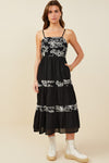 Womens Embroidered Floral Contrast Panel Dress