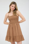 Blu Pepper Polka Dot Bow Detail Smocked Mini Dress