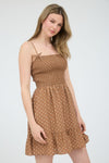 Blu Pepper Polka Dot Bow Detail Smocked Mini Dress