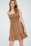 Blu Pepper Polka Dot Bow Detail Smocked Mini Dress