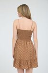 Blu Pepper Polka Dot Bow Detail Smocked Mini Dress