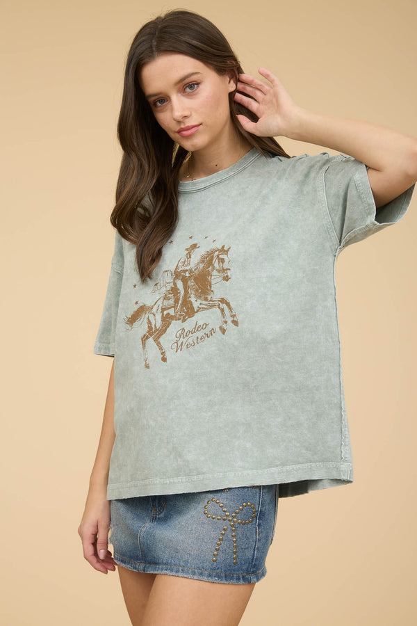 Blu Pepper Rodeo Western Relaxed Short Sleeve Knit T-shirt