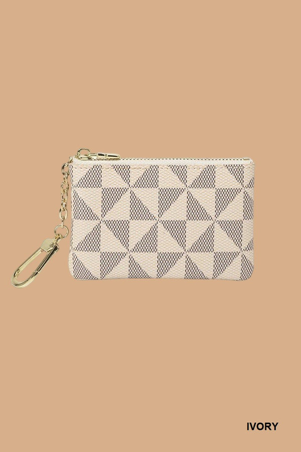 Monogram Vegan Leather Keychain Coin Card Holder
