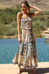 Angie Smocked Strapless Maxi Dress With Cutout