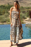 Angie Smocked Strapless Maxi Dress With Cutout