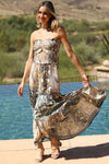 Angie Smocked Strapless Maxi Dress With Cutout